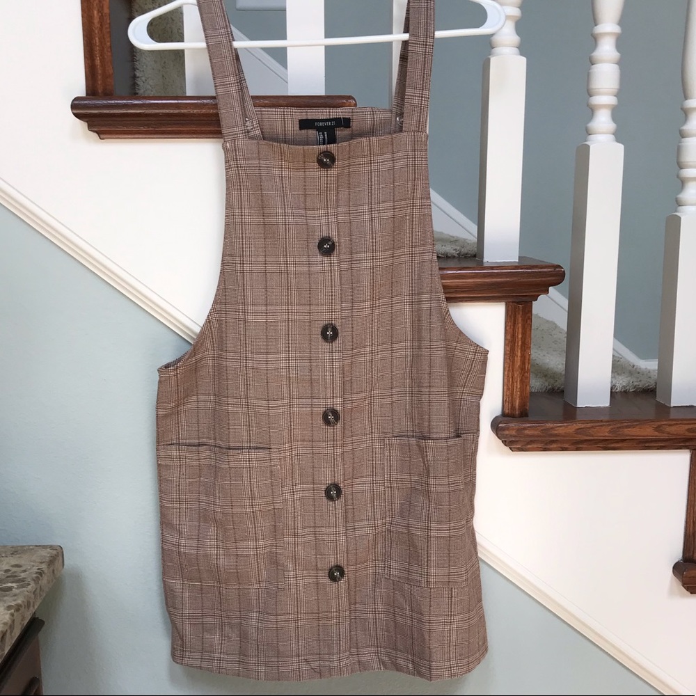 Plaid overall dress